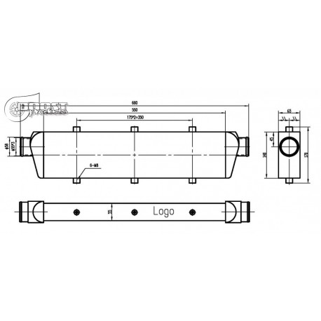 Echangeur Intercooler 550x140x65mm – Ø55mm