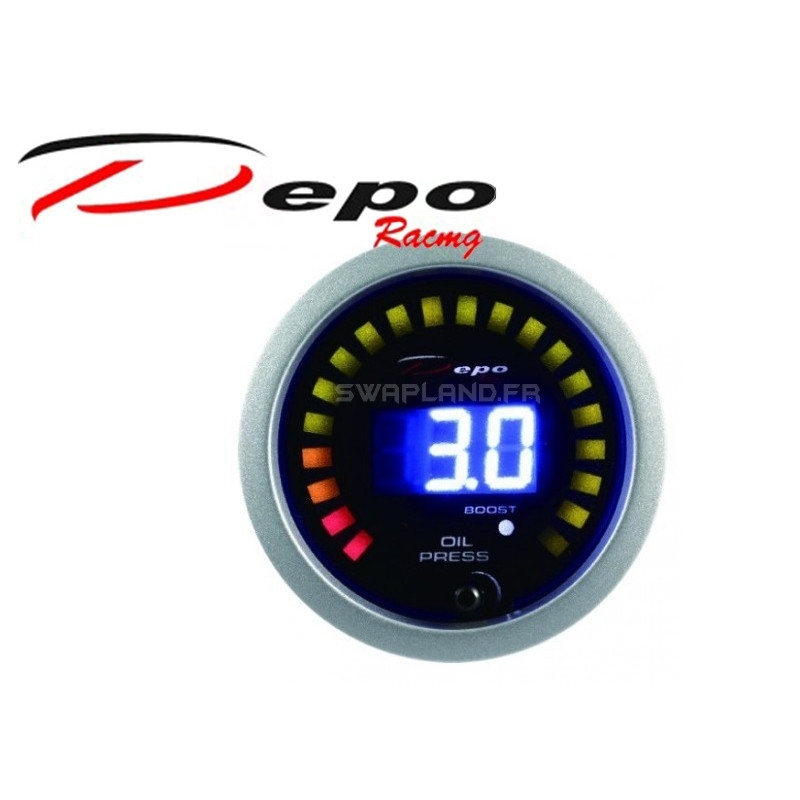 Manomètre 2 EN 1 pression d'huile et turbo digital Depo racing