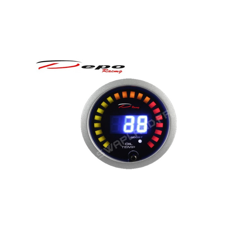Manomètre 2 EN 1 pression turbo et température d'huile digital Depo racing