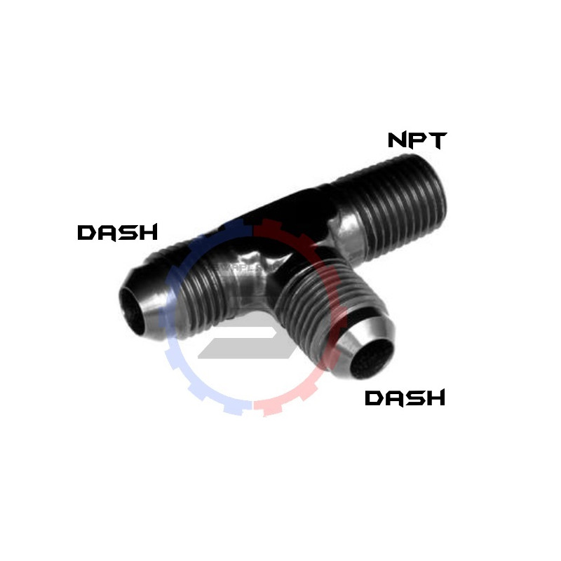 Raccord T Dash 6 vers 1/4’’ NPT et Dash 6