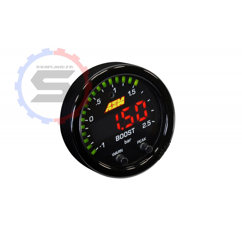 Manomètre de pression turbo AEM X-Series de -1 à 2.5 bar