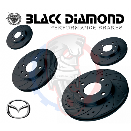 Disques De Frein MTEC Noirs Perforés Rainurés 323mm Pour Mazda RX8 - Avant/arrière