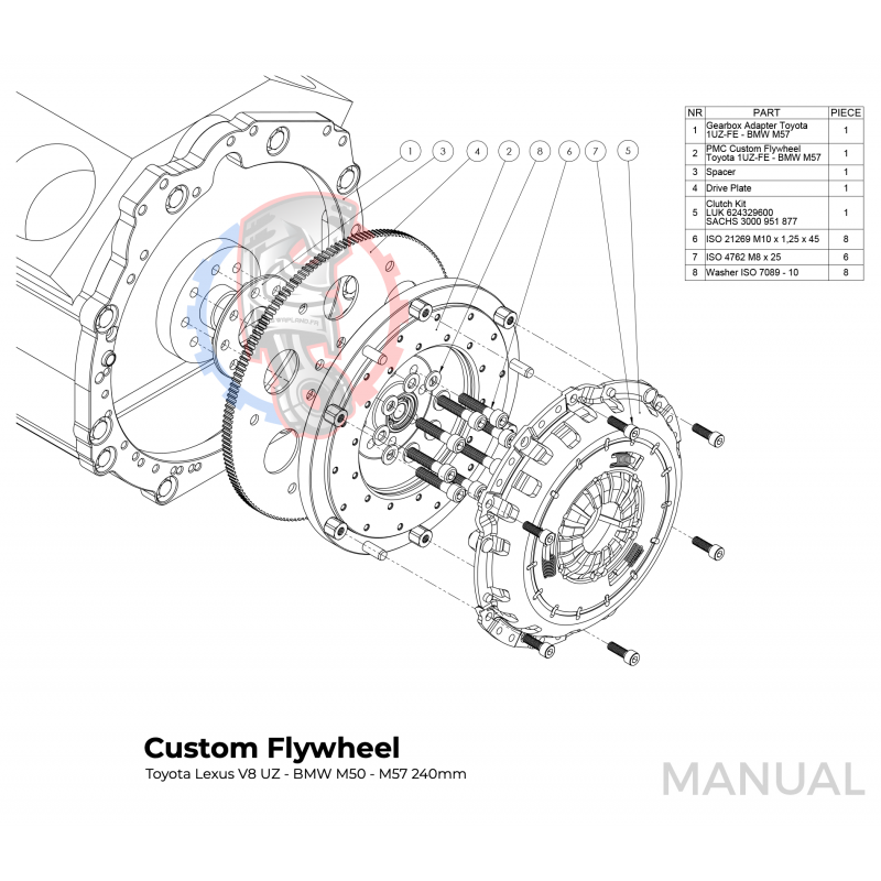 Kit embrayage stage 1 pour moteur Toyota UZ...