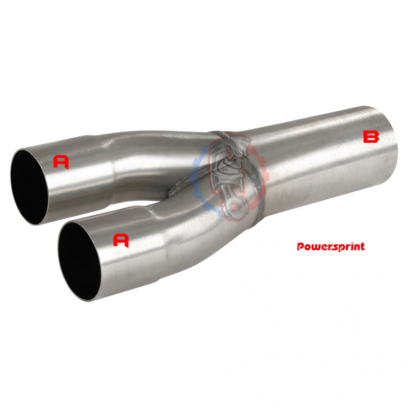 Tube Y inox Powersprint 2 X 45 mm vers 1 X 63.5 mm