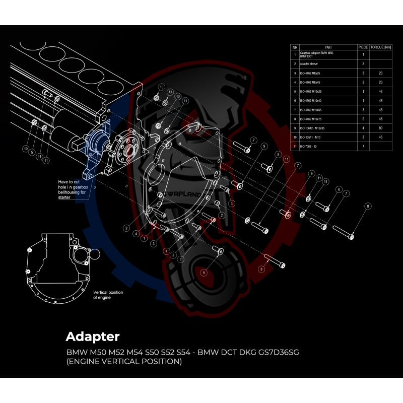 Entretoise boîte de vitesses moteur BMW M50 M52...